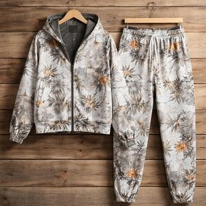 GUESS Mens Floral Wind Breaker Jumpsuit Jacket And Pants NWT